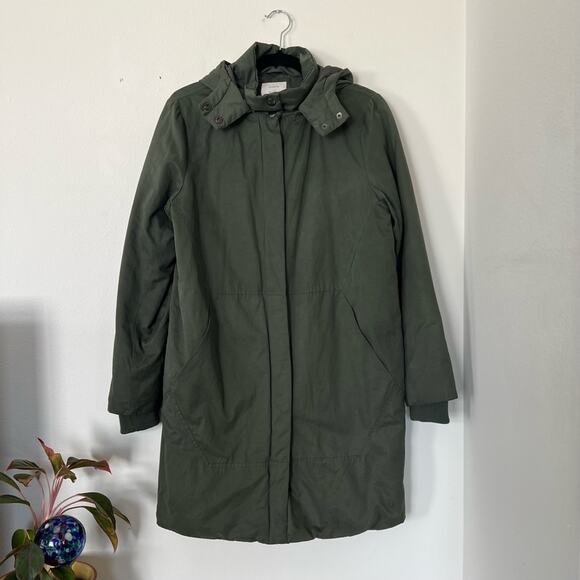 Numph Morganie Hooded Mid Length Coat in Ivy Green - Picture 1 of 10